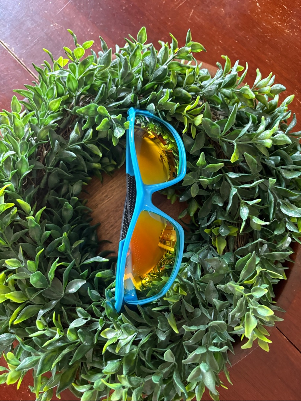 Full Track and Field NCAA Blue Sunglasses with Amber Mirrored Lenses
